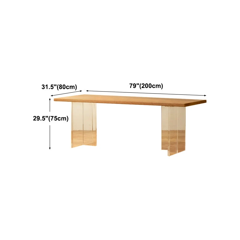 Tavolo da pranzo legno massello e acrilico Tavolo da pranzo fisso moderno rettangolare Clearhalo