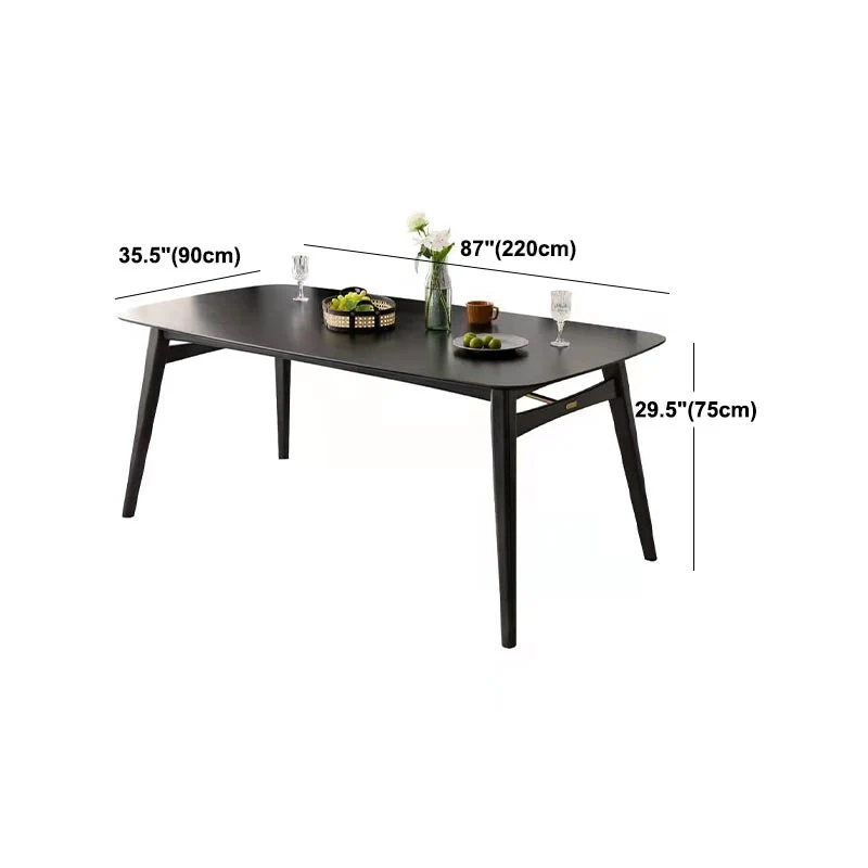Tavolo da pranzo legno massello con base treppiede della collezione moderna sala da pranzo nera Clearhalo