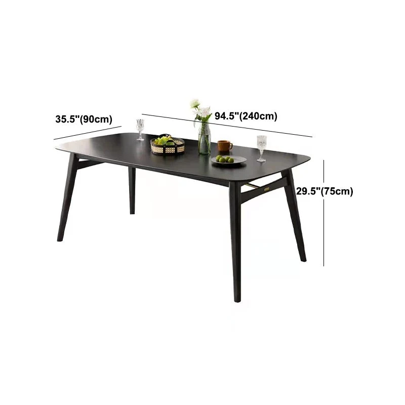 Tavolo da pranzo legno massello con base treppiede della collezione moderna sala da pranzo nera Clearhalo