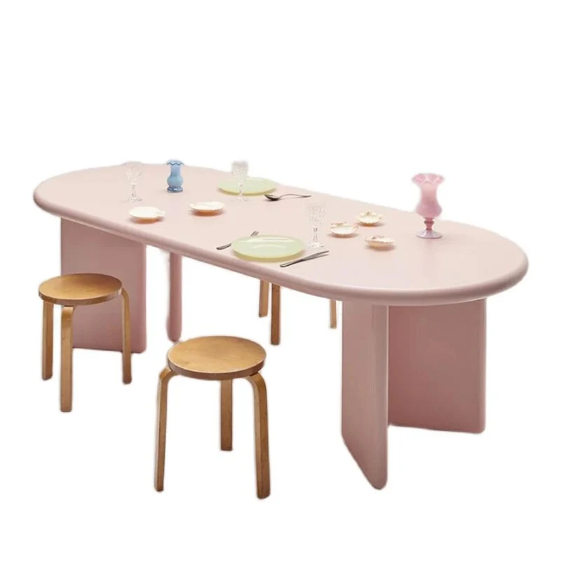 Tavolo da pranzo legno massello con doppio piedistallo Tavolo da pranzo stile moderno per la casa Clearhalo