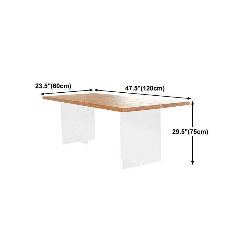 Tavolo da pranzo legno massello naturale Mobili da ristorante moderni con doppio piedistallo acrilico Clearhalo