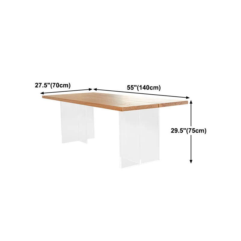 Tavolo da pranzo legno massello naturale Mobili da ristorante moderni con doppio piedistallo acrilico Clearhalo