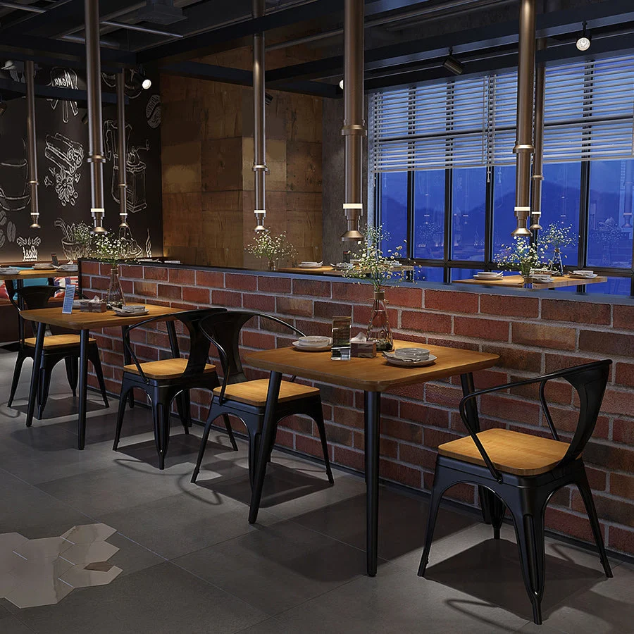 Tavolo da pranzo legno massello per ristorante Tavolo industriale con 4 gambe Clearhalo