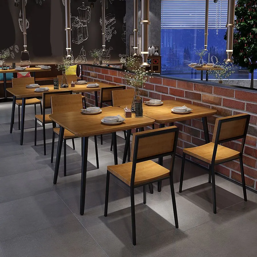 Tavolo da pranzo legno massello per ristorante Tavolo industriale con 4 gambe Clearhalo