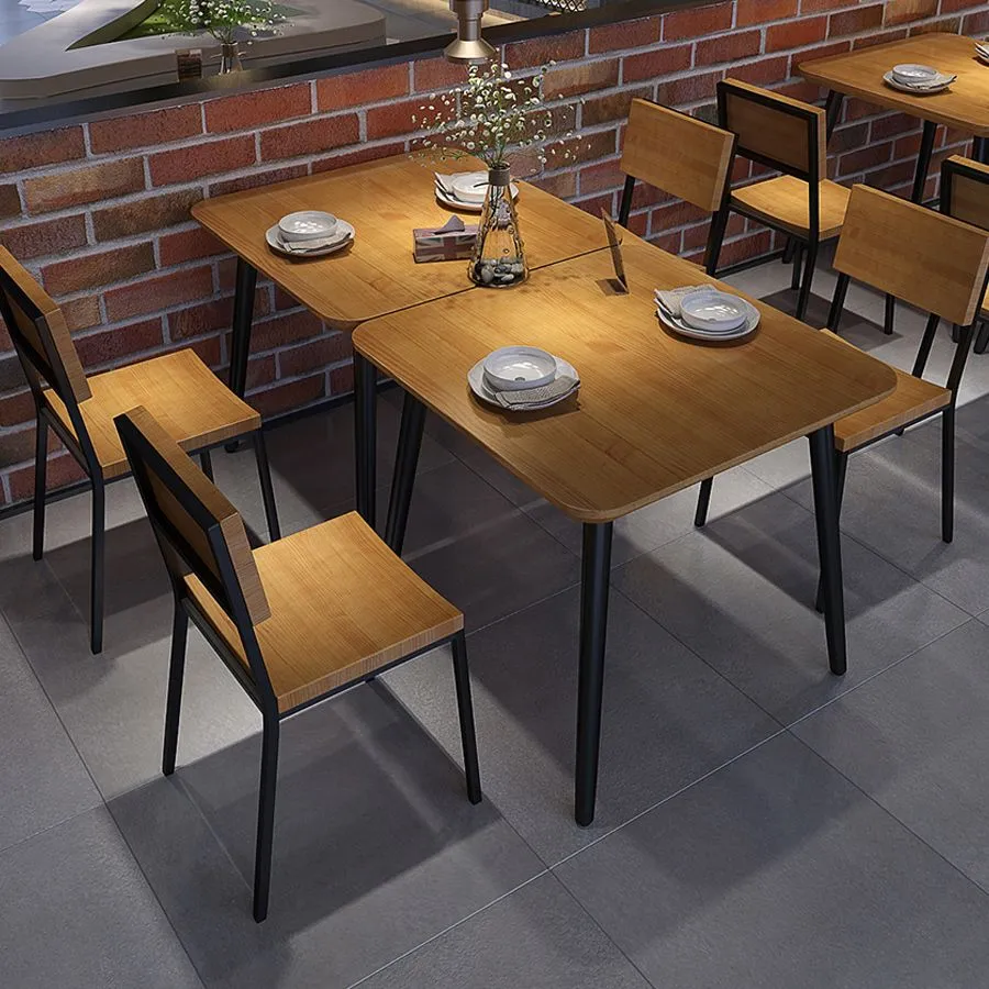 Tavolo da pranzo legno massello per ristorante Tavolo industriale con 4 gambe Clearhalo