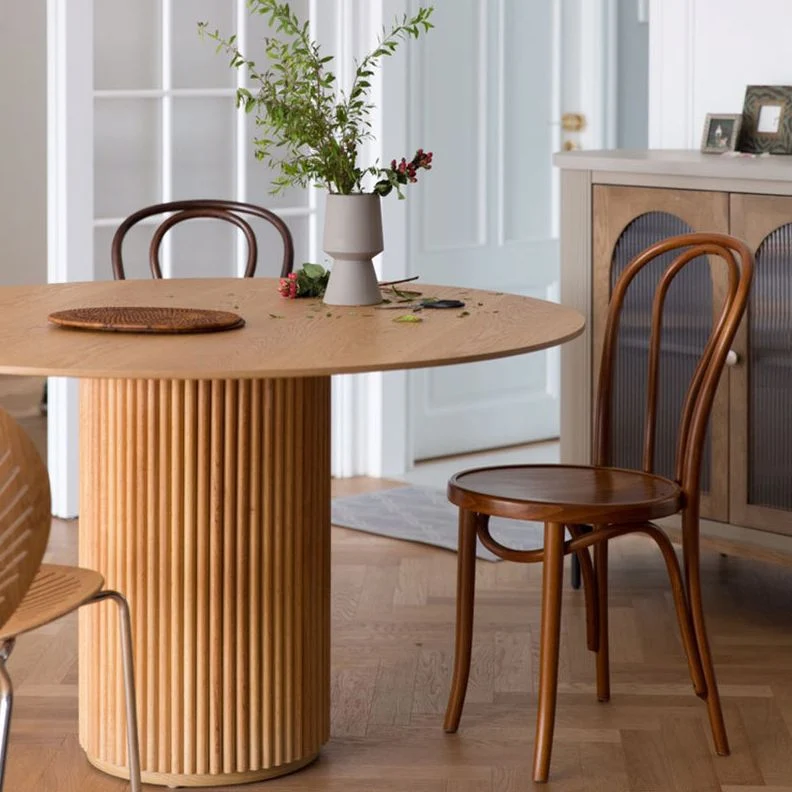 Tavolo da pranzo legno massello Tavolo da pranzo rotondo marrone stile semplicità per la cucina domestica Clearhalo