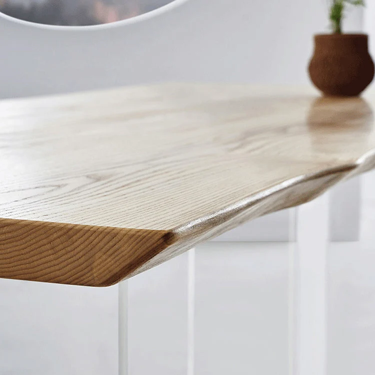 Tavolo da pranzo legno massello Tavolo da pranzo rettangolare moderno con base doppio piedistallo Clearhalo