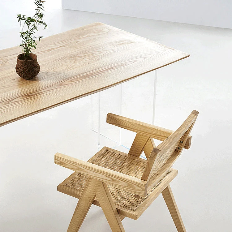 Tavolo da pranzo legno massello Tavolo da pranzo rettangolare moderno con base doppio piedistallo Clearhalo