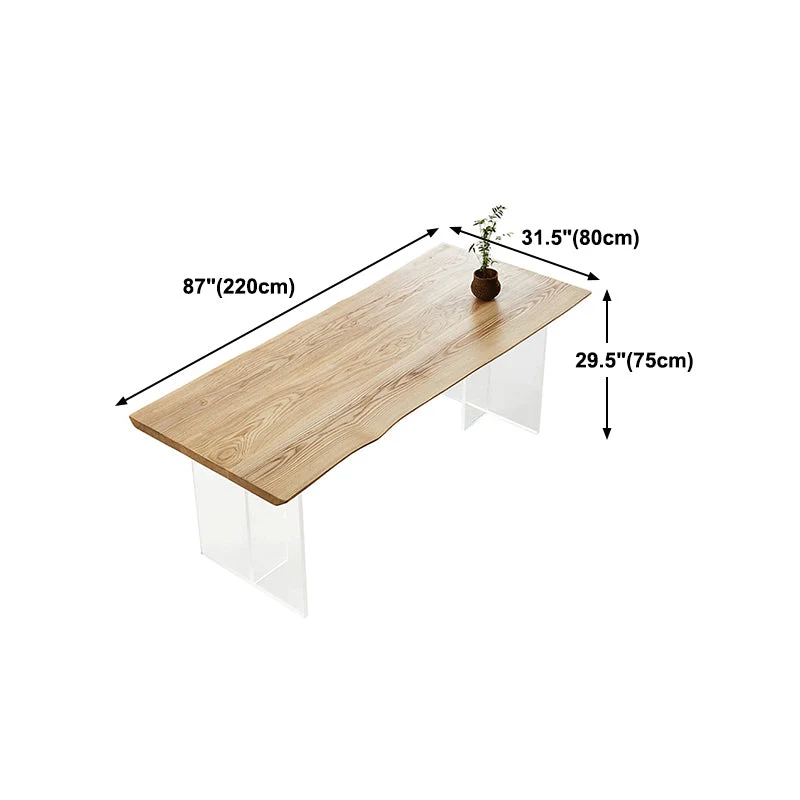 Tavolo da pranzo legno massello Tavolo da pranzo rettangolare moderno con base doppio piedistallo Clearhalo