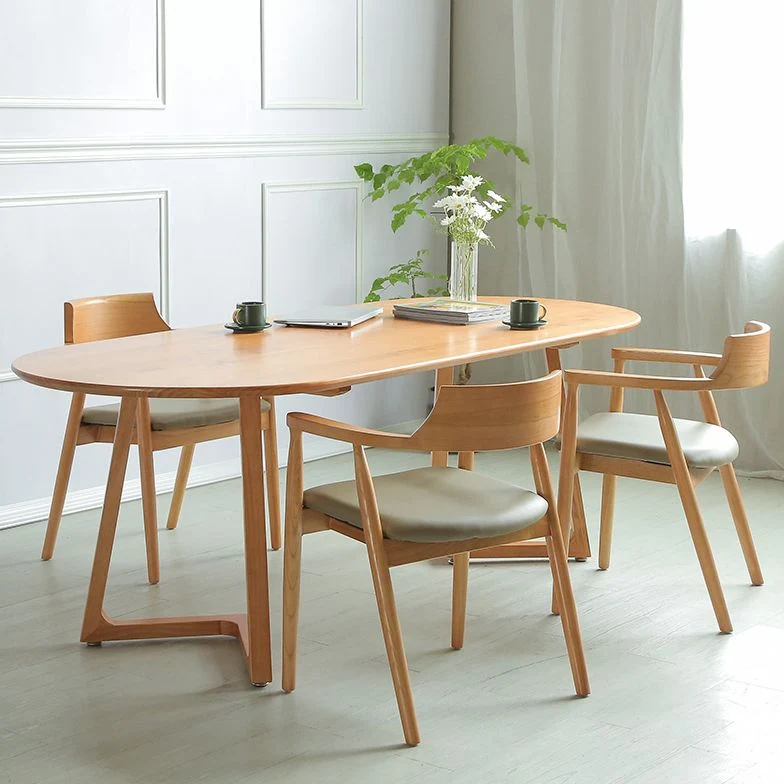 Tavolo da pranzo legno massello Tavolo da pranzo ovale stile moderno per la cucina domestica Clearhalo