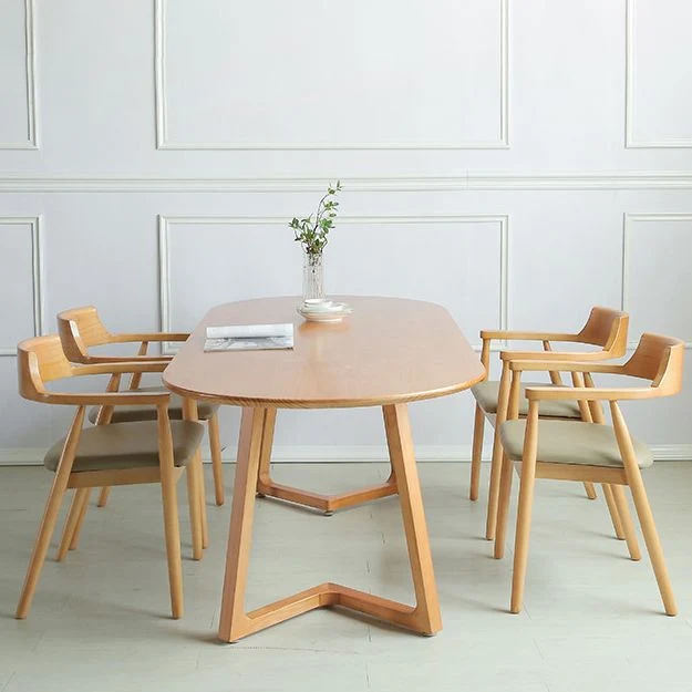 Tavolo da pranzo legno massello Tavolo da pranzo ovale stile moderno per la cucina domestica Clearhalo