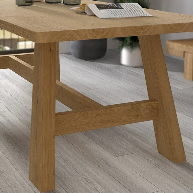 Tavolo da pranzo legno massello Tavolo da pranzo rettangolare con base cavalletto Clearhalo