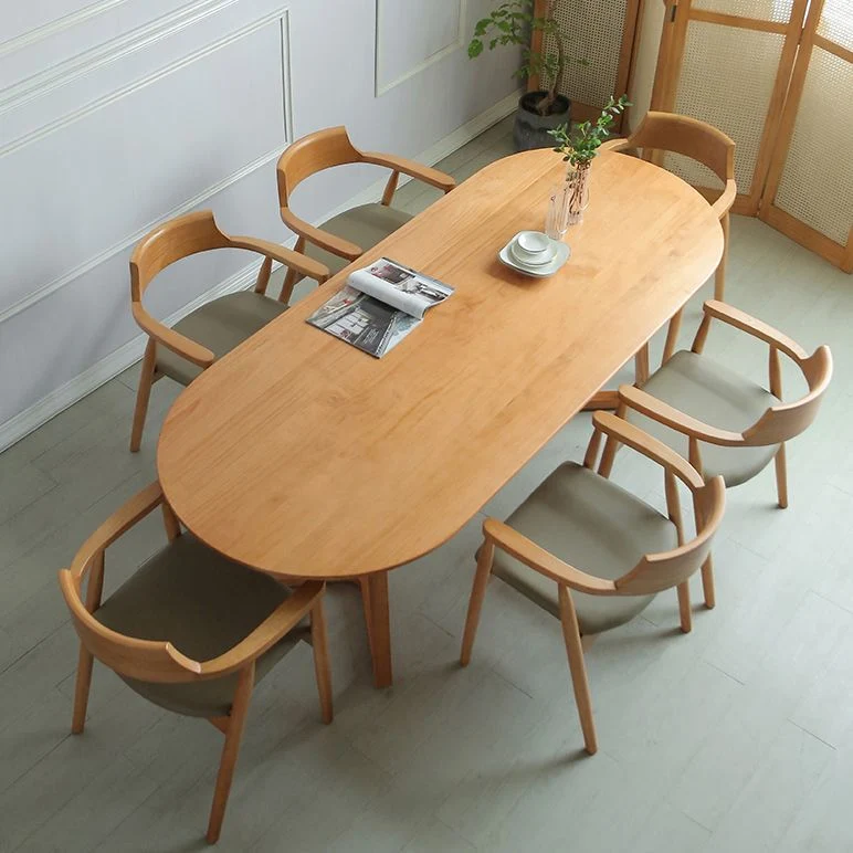 Tavolo da pranzo legno massello Tavolo da pranzo ovale moderno per la cena cucina domestica Clearhalo