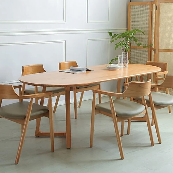 Tavolo da pranzo legno massello Tavolo da pranzo ovale moderno per la cena cucina domestica Clearhalo