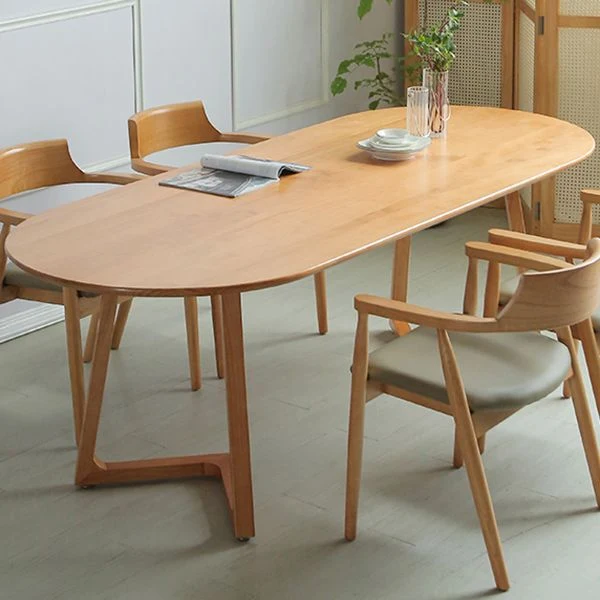 Tavolo da pranzo legno massello Tavolo da pranzo ovale moderno per la cena cucina domestica Clearhalo