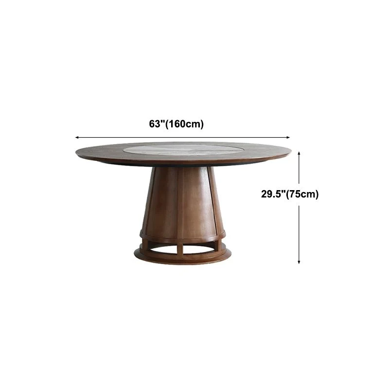 Tavolo da pranzo legno massello Tavolo da pranzo rotondo stile moderno con piattaforma girevole Clearhalo