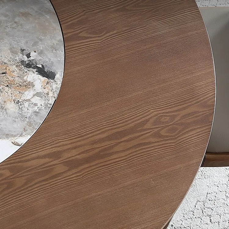 Tavolo da pranzo legno massello Tavolo da pranzo rotondo stile moderno con piattaforma girevole Clearhalo