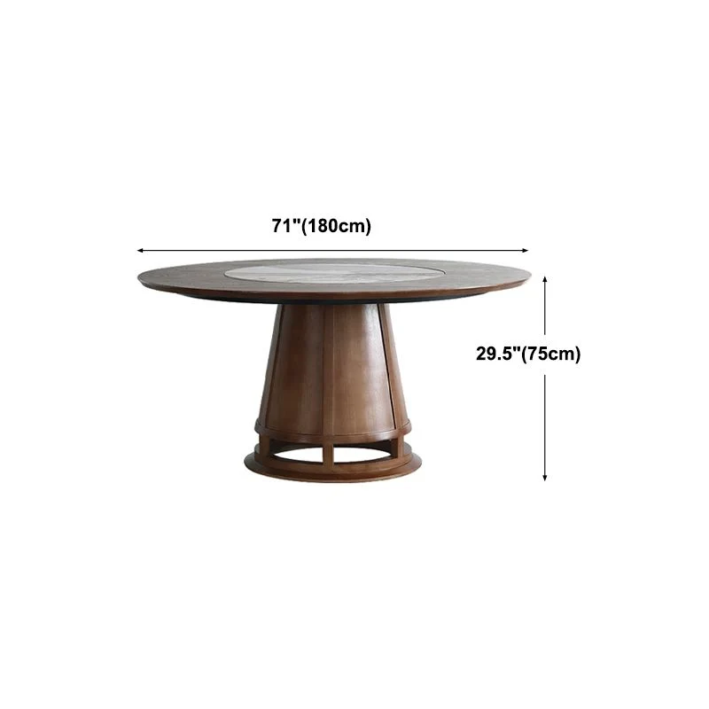 Tavolo da pranzo legno massello Tavolo da pranzo rotondo stile moderno con piattaforma girevole Clearhalo