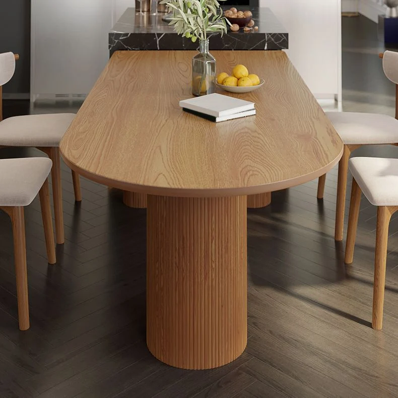 Tavolo da pranzo legno massello Tavolo da pranzo moderno con treppiede con gambe con finitura naturale Clearhalo
