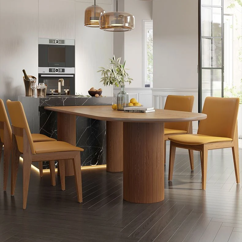 Tavolo da pranzo legno massello Tavolo da pranzo moderno con treppiede con gambe con finitura naturale Clearhalo