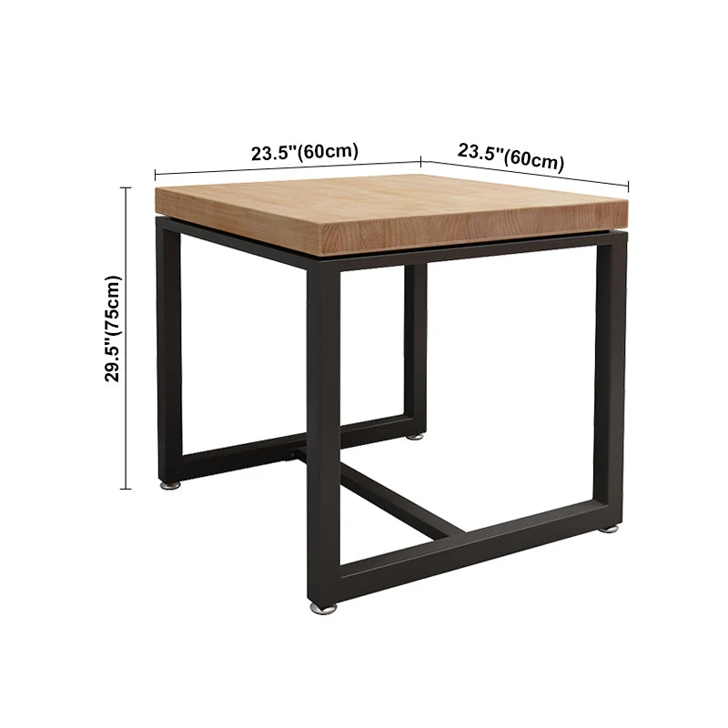 Tavolo da pranzo legno massello Tavolo da pranzo industriale quadrato con base metallo Clearhalo
