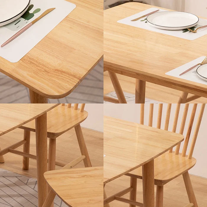 Tavolo da pranzo legno massello Tavolo da pranzo moderno rettangolare con 4 gambe Clearhalo