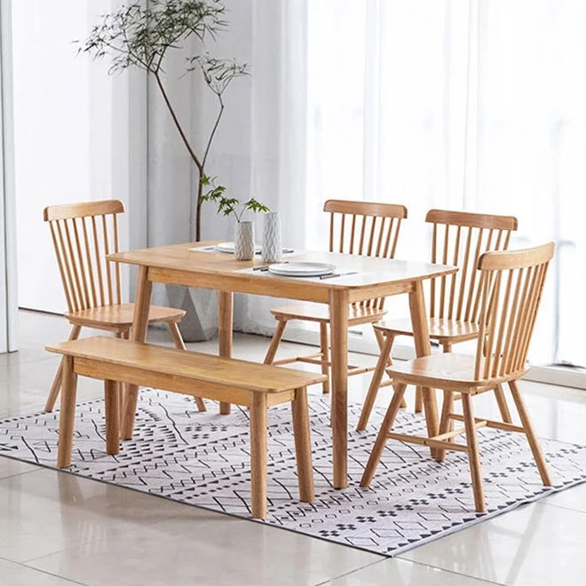 Tavolo da pranzo legno massello Tavolo da pranzo moderno rettangolare con 4 gambe Clearhalo