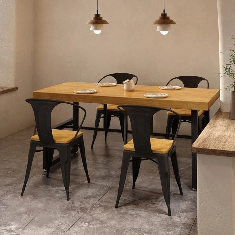 Tavolo da pranzo legno massello Tavolo rettangolare industriale con base metallo Clearhalo