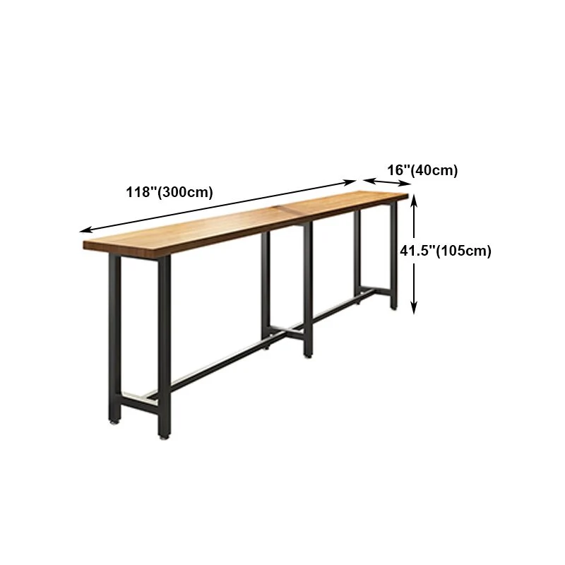 Tavolo da pranzo legno naturale con accento bistrot Tavolo da pub moderno rettangolare con poggiapiedi Clearhalo
