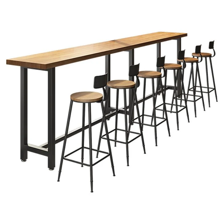 Tavolo da pranzo legno naturale con accento bistrot Tavolo da pub moderno rettangolare con poggiapiedi Clearhalo