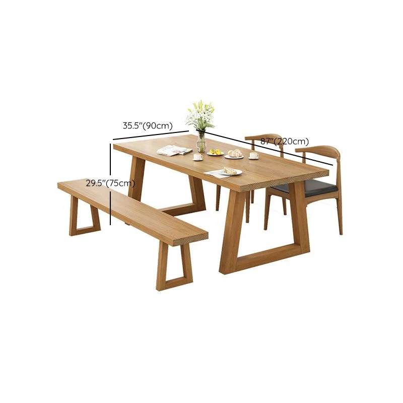 Tavolo da pranzo legno di pino Tavolo con piano rettangolare con base slitta Clearhalo