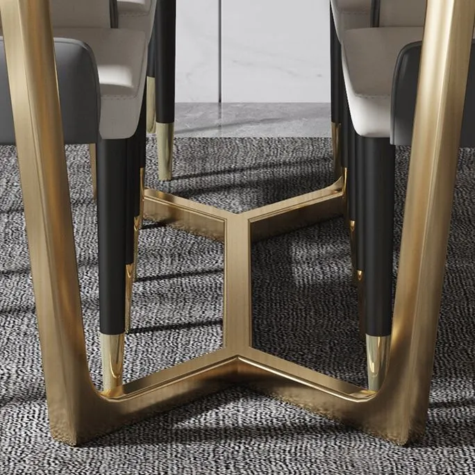 Tavolo da pranzo di lusso con piano marmo Tavolo da interno rettangolare con base cavalletto Clearhalo