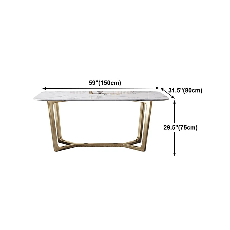 Tavolo da pranzo di lusso con piano marmo Tavolo da interno rettangolare con base cavalletto Clearhalo