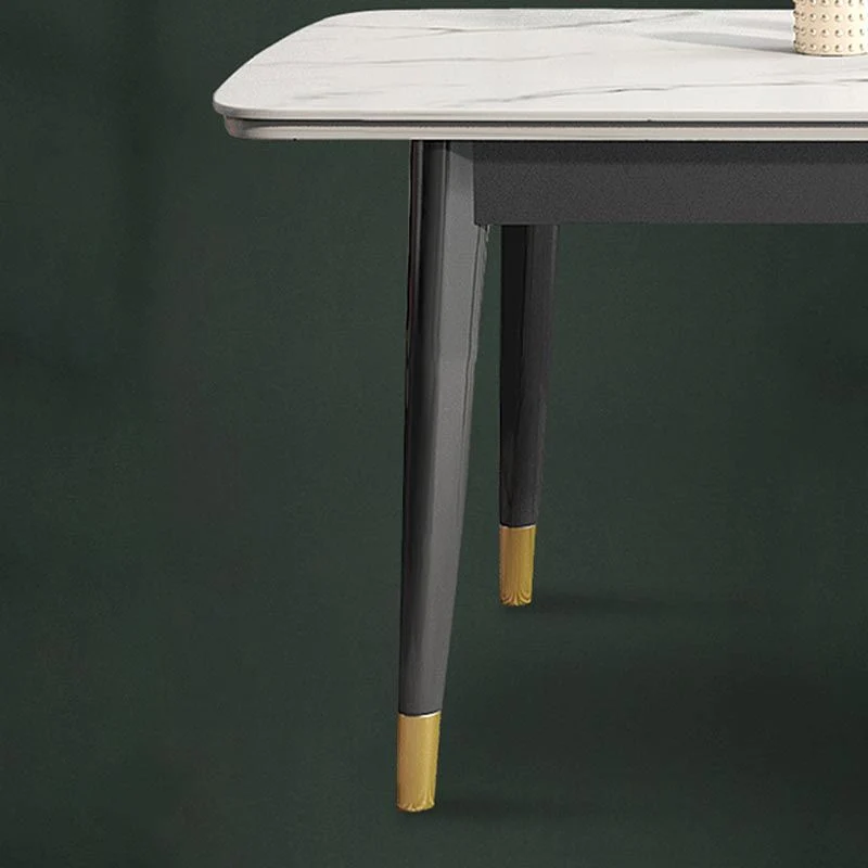 Tavolo da pranzo di lusso tradizionale da tavolo rettangolare metallo da 4 piedi con piano pietra Clearhalo