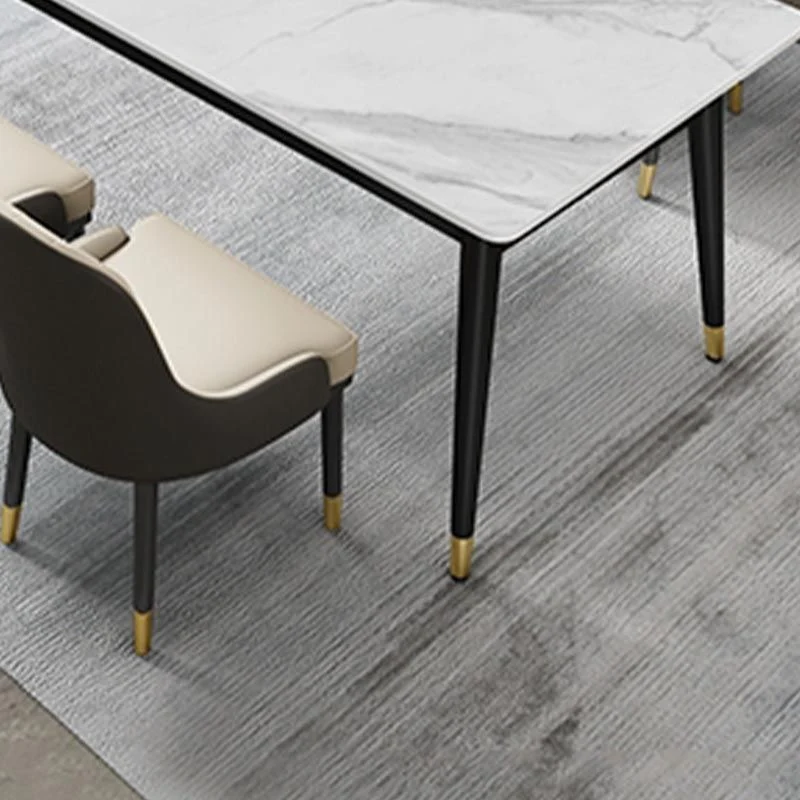 Tavolo da pranzo di lusso tradizionale da tavolo rettangolare metallo da 4 piedi con piano pietra Clearhalo