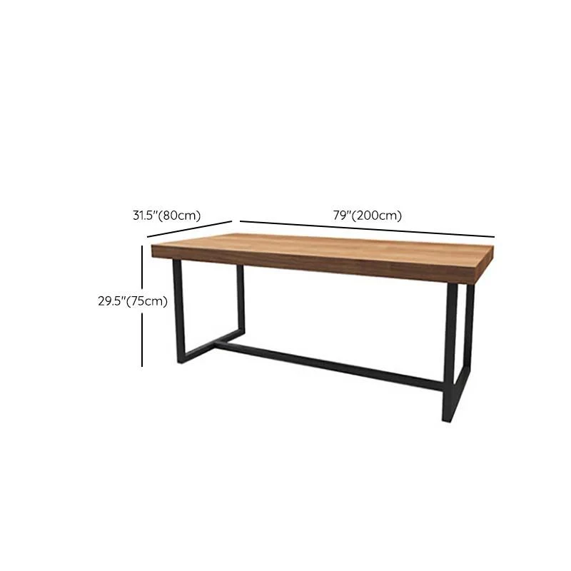 Tavolo da pranzo marrone con tavolo da pranzo industriale con piano legno massello e struttura metallo Clearhalo