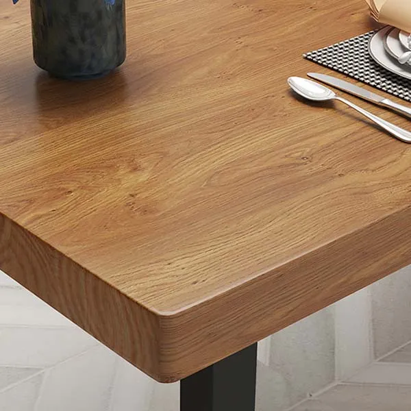 Tavolo da pranzo marrone con tavolo da pranzo industriale con piano legno massello e struttura metallo Clearhalo