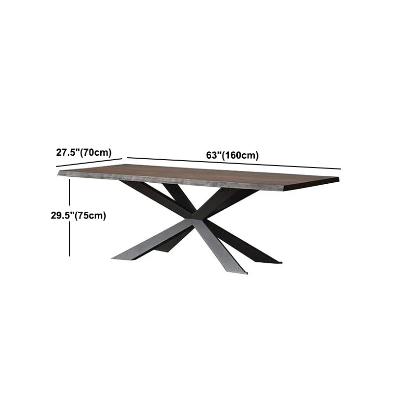 Tavolo da pranzo marrone legno massello Tavolo da pranzo industriale con struttura nera Clearhalo