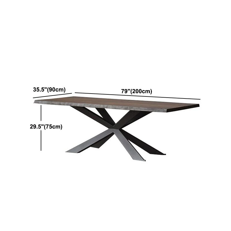 Tavolo da pranzo marrone legno massello Tavolo da pranzo industriale con struttura nera Clearhalo