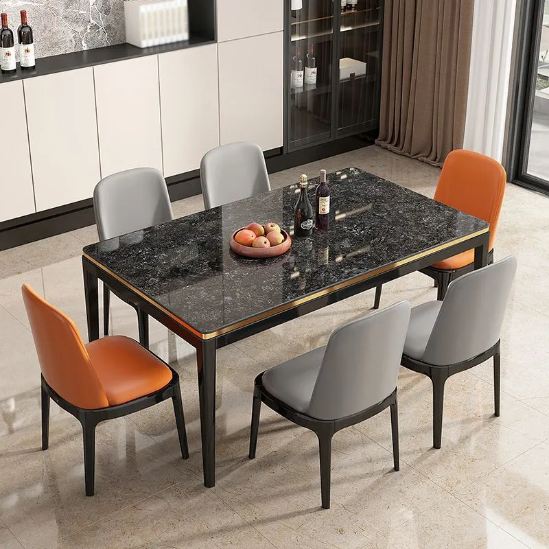 Tavolo da pranzo medievale moderno pietra sinterizzata tavolo da cucina rettangolare con 4 gambe Clearhalo