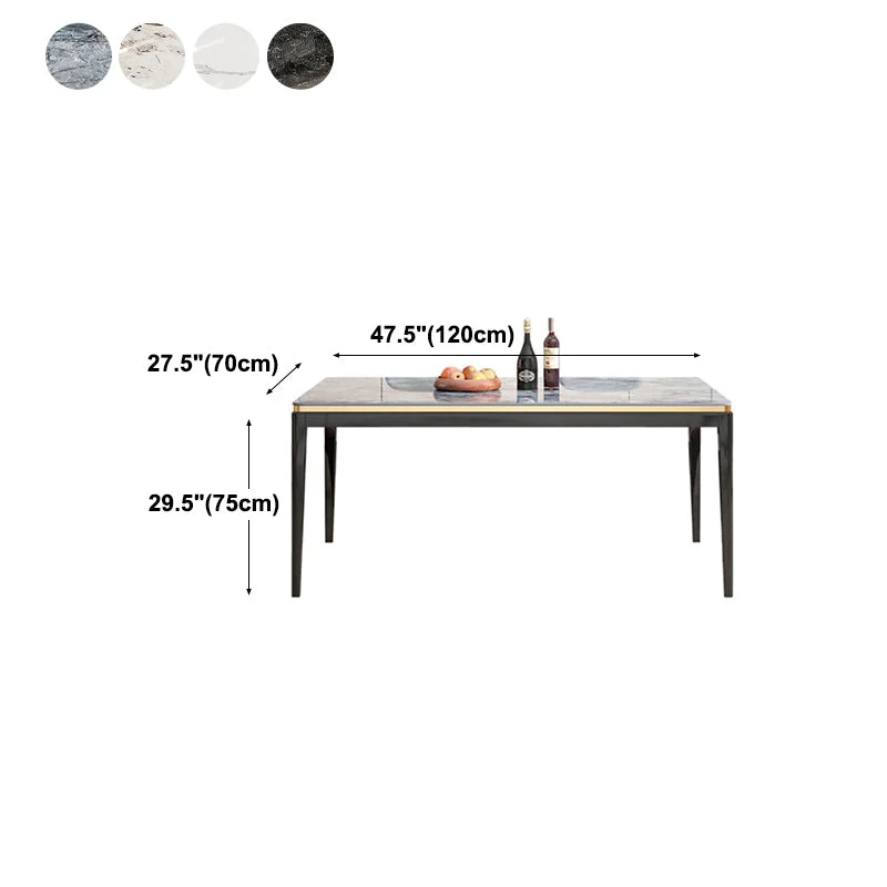 Tavolo da pranzo medievale moderno pietra sinterizzata tavolo da cucina rettangolare con 4 gambe Clearhalo