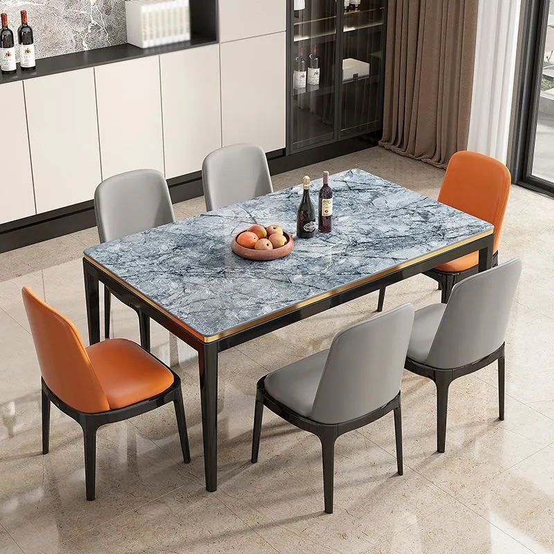 Tavolo da pranzo medievale moderno pietra sinterizzata tavolo da cucina rettangolare con 4 gambe Clearhalo