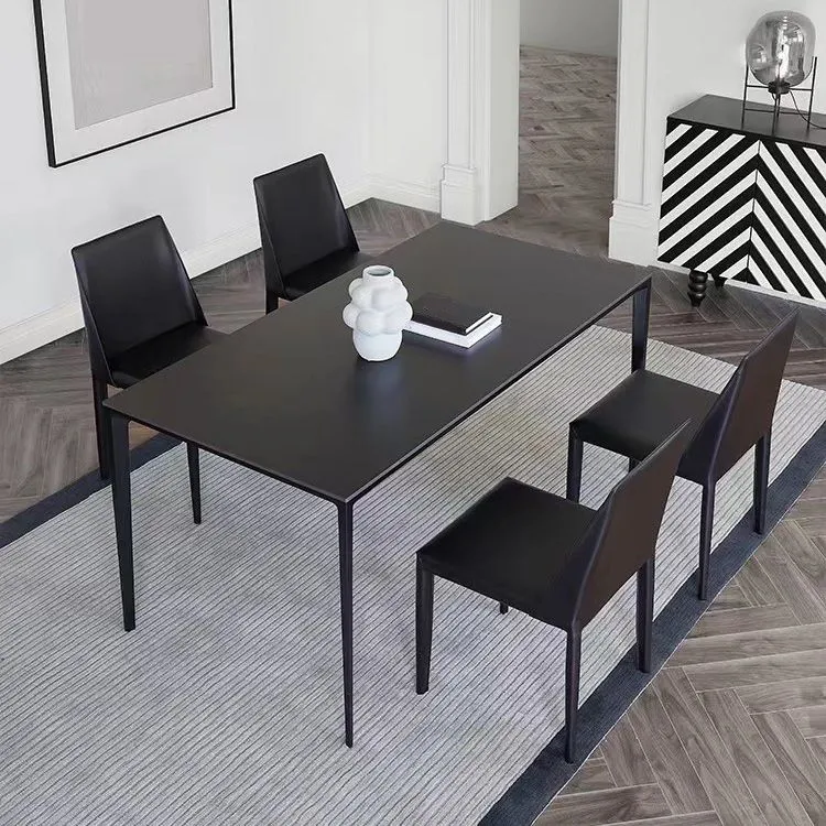 Tavolo da pranzo medievale moderno pietra Tavolo con 4 gambe nere per sala da pranzo Clearhalo