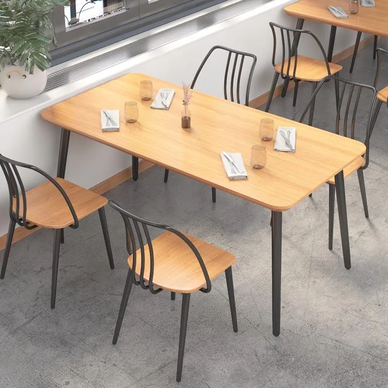 Tavolo da pranzo metallo 4 gambe legno naturale stile industriale Clearhalo