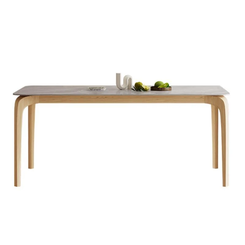 Tavolo da pranzo Mid-Century con struttura legno di frassino e piano pietra bianca per la casa Clearhalo