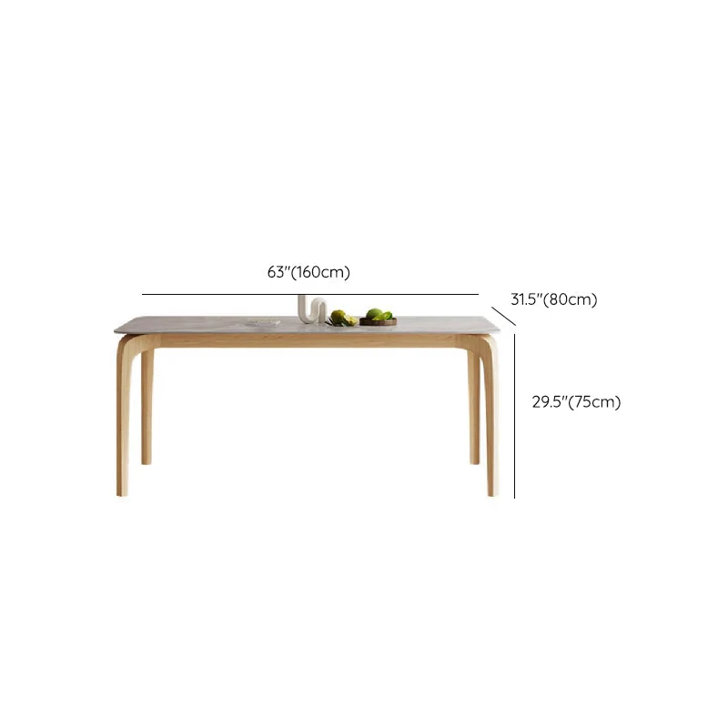 Tavolo da pranzo Mid-Century con struttura legno di frassino e piano pietra bianca per la casa Clearhalo