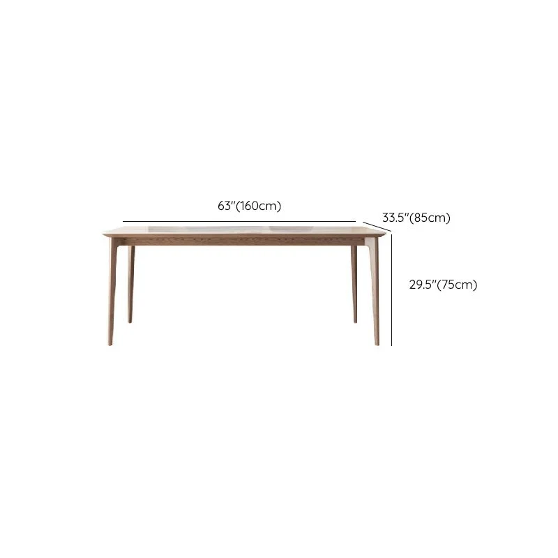 Tavolo da pranzo Mid-Century per la casa Tavolo pietra bianca con gambe legno Clearhalo