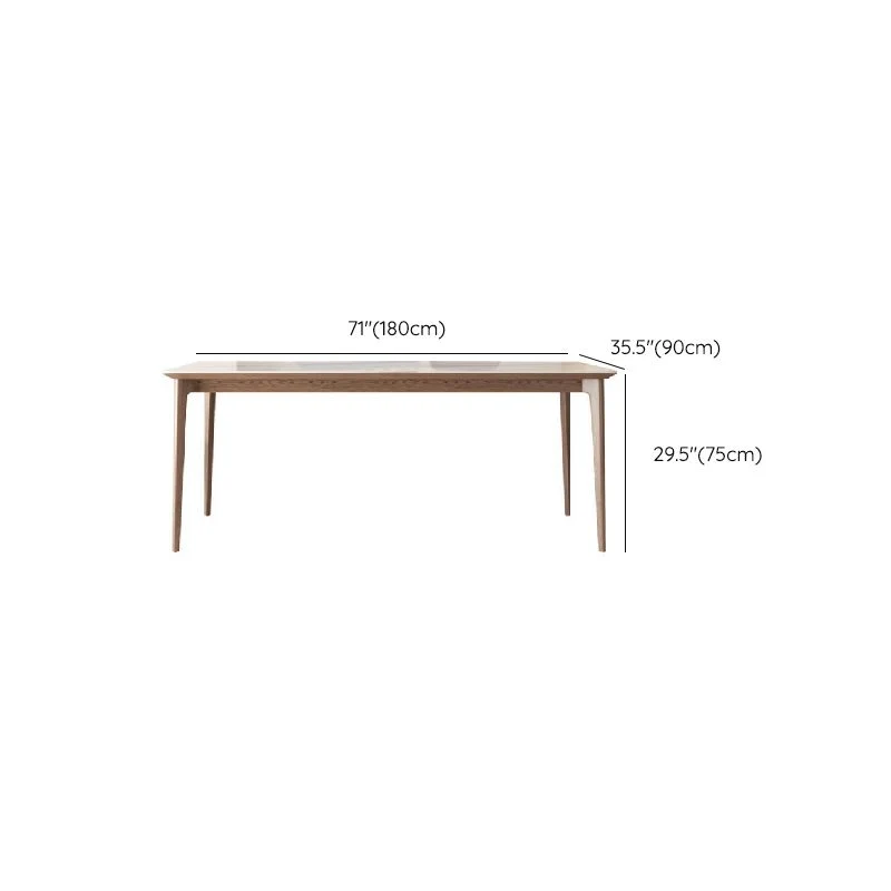 Tavolo da pranzo Mid-Century per la casa Tavolo pietra bianca con gambe legno Clearhalo