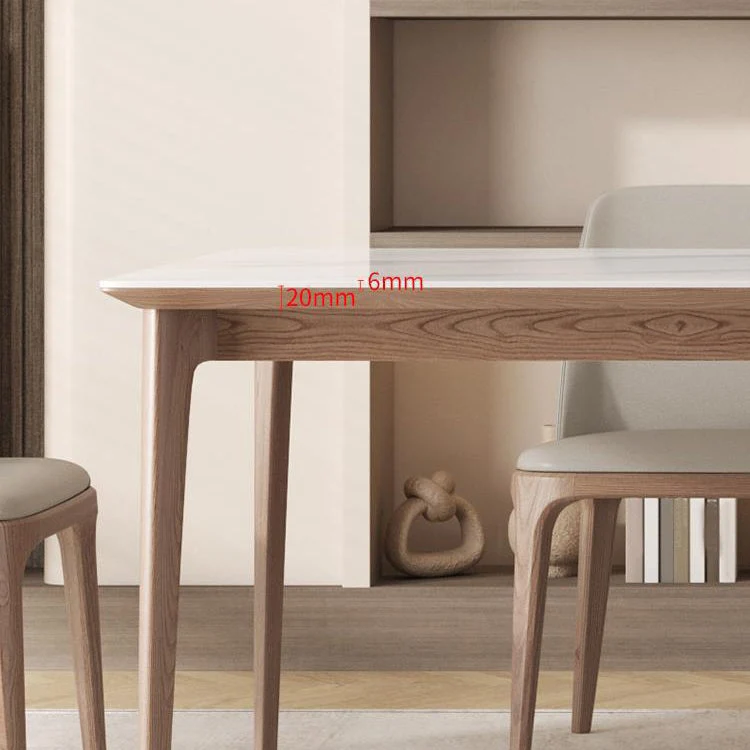 Tavolo da pranzo Mid-Century per la casa Tavolo pietra bianca con gambe legno Clearhalo