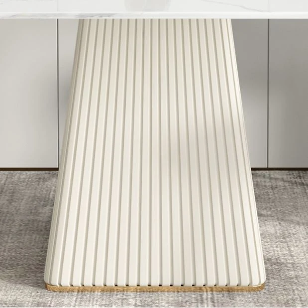 Tavolo da pranzo moderno da 1/4/5/6/7 pezzi, rettangolare, pietra, colore bianco Clearhalo